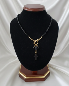 1921f Naszyjnik turmalin kamień naturalny 43cm stal chirurgiczna nierdzewna naszyjnik