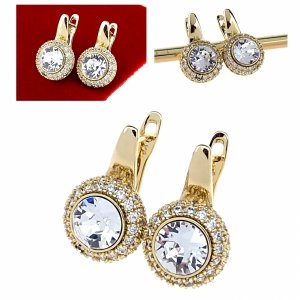 2543 Kolczyki złote pozłacane wiszące 14K Xuping cyrkonie