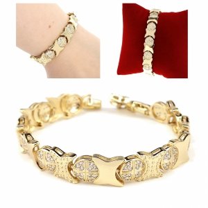 1844 Bransoletka złota elegancka 19cm cyrkonie pozłacana 14k Viki Lady