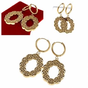 015 Kolczyki złote stal chirurgiczna 316L nierdzewna wiszące