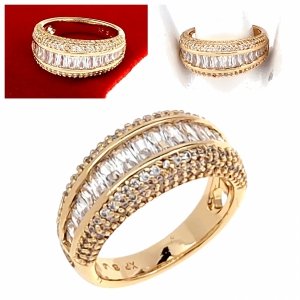 534c Pierścionek złoty zaręczynowy cyrkonie pozłacany 18k Xuping 