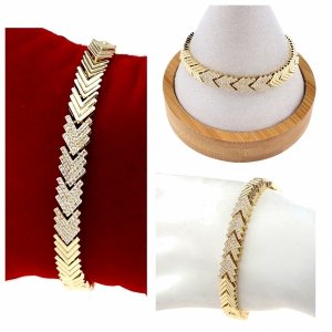 850a Bransoletka złota elegancka cyrkonie 19cm pozłacana 14k Aisadi