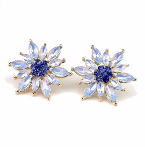 sz107 Kolczyki złote pozłacane wtyczki 14K cyrkonie 