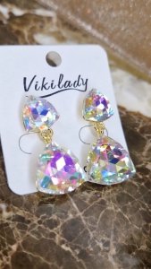 3721j Złote kolczyki pozłacane 14K kryształek 