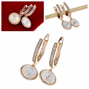 1930d Kolczyki złote Austrian Crystal cyrkonia pozłacane 18k Xuping wiszące