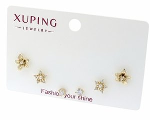068 Komplet zestaw kolczyki złote pozłacane 14K Xuping