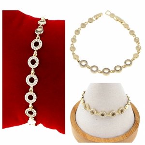 1453 Bransoletka złota elegancka cyrkonie 18,5cm pozłacana 14k Aisadi