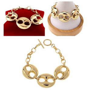 296b Bransoletka złota 19cm stal chirurgiczna celebrytka nierdzewna