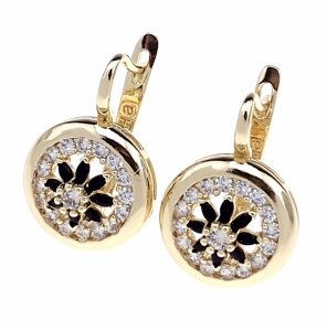 3995 Kolczyki złote pozłacane wiszące 14K cyrkonie