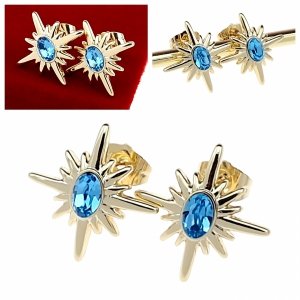 3730e Kolczyki złote pozłacane cyrkonie wtyczki 14K Xuping Austrian Crystal