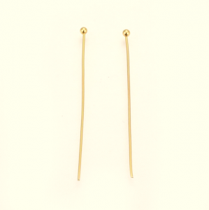 1229 40x szpilki z główką kulistą ze stali nierdzewnej 304, złote, 41 x 0,7 mm, grubość 21, główka: 2 mm