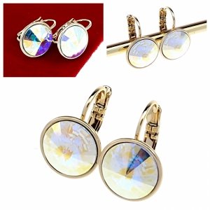 4602 Kolczyki złote pozłacane cyrkonie wiszące 14K Xuping Austrian Crystal