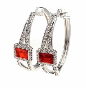 1449 Kolczyki srebrne pozłacane białym złotem wiszące koła 3,5cm Austrian Crystal