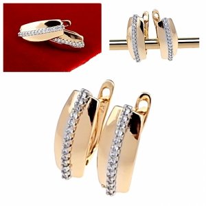 0679 Kolczyki złote cyrkonia pozłacane 18k Xuping wiszące 