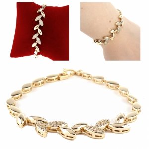 2688 Bransoletka złota elegancka 18cm cyrkonie pozłacana 14k Viki Lady