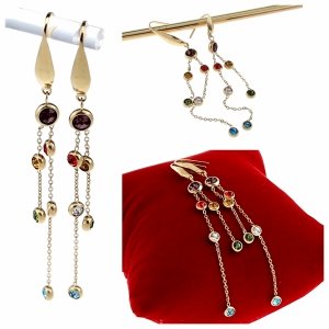 3818 Kolczyki złote stal chirurgiczna 316L nierdzewna wiszące celebrytki 