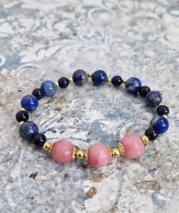 420g Bransoletka naturalny kamień noc Kairu jadeit sodalit na gumce jubilerskiej