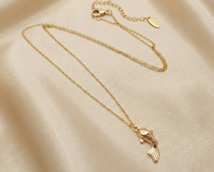 4600c Złoty łańcuszek 45+5cm naszyjnik stal chirurgiczna nierdzewna 316L ryba