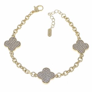 650c Bransoletka elegancka złota 18+3cm pozłacana 14k koniczyna marokańska