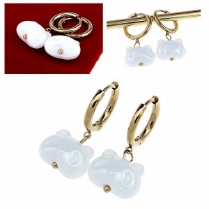 1555 Kolczyki złote stal chirurgiczna 316L porcelana nierdzewna wiszące 