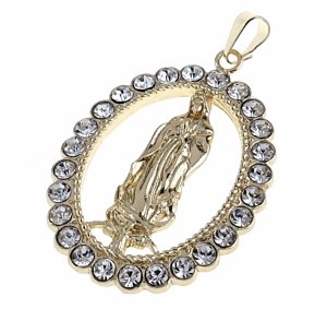 0144 Złota zawieszka cyrkonie błyszcząca pozłacana 14k medalik