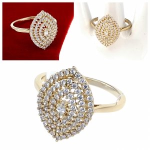 4480 Pierścionek złoty błyszczący cyrkonie pozłacany 14k 