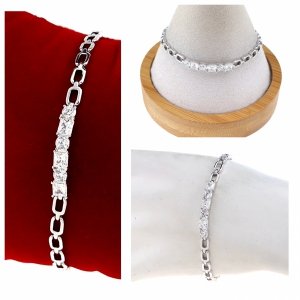 494 Bransoletka srebrna pozłacana białym złotem 17+2cm Xuping 