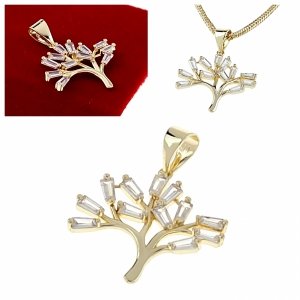 1922k Złota zawieszka błyszcząca pozłacana 14k cyrkonie