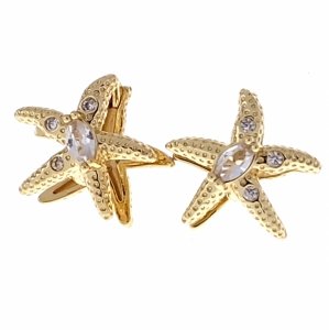 4524 Kolczyki złote pozłacane wiszące 14K rozgwiazda 