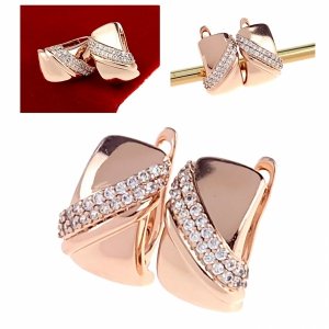 321a Złote kolczyki cyrkonie pozłacane rose gold Xuping wiszące 