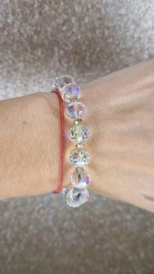 2328a Bransoletka koraliki kryształki ab fasetowane na gumce jubilerskiej kulki