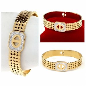 3991 Bransoletka złota 6cm stal chirurgiczna bangla 316L