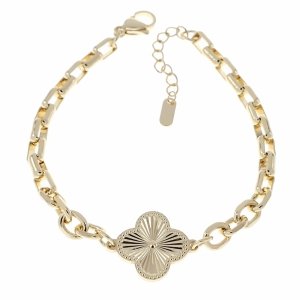 1797 Bransoletka elegancka złota 17+3cm pozłacana 14k koniczyna marokańska