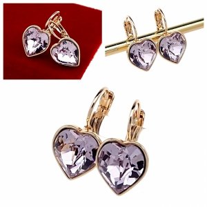 1572 Kolczyki złote Austrian Crystal cyrkonia pozłacane 18k Xuping wiszące serce