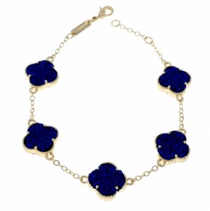 1810a Bransoletka elegancka złota 18+2cm pozłacana 14k cyrkonie koniczyna marokańska