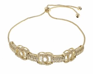 4829 Bransoletka elegancka złota zaciągana pozłacana 14k cyrkonie