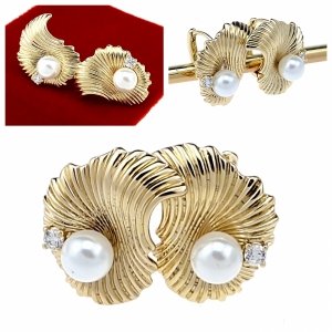 3185b Kolczyki złote pozłacane wiszące 14K Xuping perełka