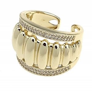 933f Pierścionek złoty pozłacany 14k cyrkonie 