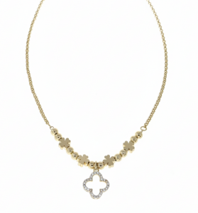 1343 Złoty łańcuszek naszyjnik 40+5cm pozłacany 14k koniczyna marokańska