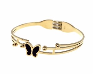 2747 Bransoletka złota 6cm stal chirurgiczna bangla motyl 