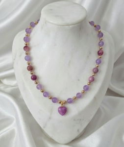 1737h Naszyjnik jadeit kamień naturalny 50+5cm stal chirurgiczna nierdzewna 