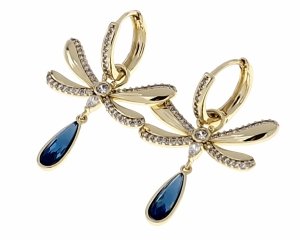2935 Kolczyki złote pozłacane wiszące 14K cyrkonie Austrian Crystal