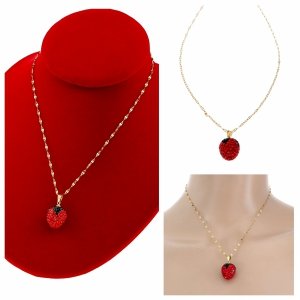 @2511 Złoty łańcuszek naszyjnik 40+5 stal chirurgiczna 316L truskawka Viki lady