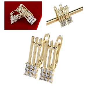 2355 Kolczyki złote pozłacane cyrkonie wiszące 14K Xuping 
