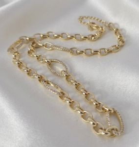 1664a Złoty łańcuszek naszyjnik 40+5cm pozłacany 14k 