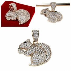 1415 Złota zawieszka cyrkonie błyszcząca pozłacana 14k Xuping wiewiórka