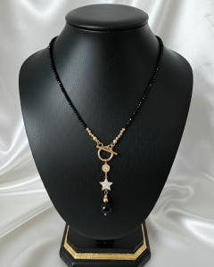 1916a Naszyjnik turmalin kamień naturalny 43cm stal chirurgiczna nierdzewna naszyjnik