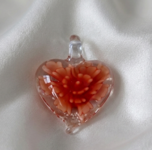 532c Zawieszka szkło weneckie serce kwiat