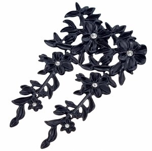 3054 Czarne kolczyki letnie kwiaty wiszące wakacyjne na lato