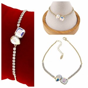 3982 Bransoletka elegancka złota 17+5cm pozłacana 14k Xuping Austrian Crystal 